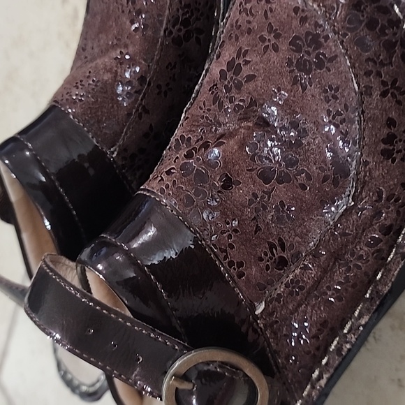 Alegria Choco Posey Floral Brown Suede Slip On Clog Mule Size 35 Comfort - Picture 9 of 9